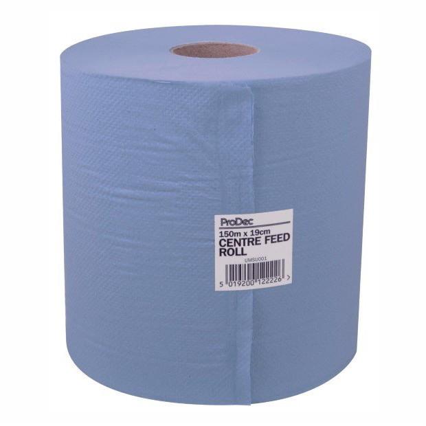 Paper Wipes; 2 Ply; Blue (BL); Centre Feed; 375 Sheets; 190mm x 400mm; 150 Metre Roll