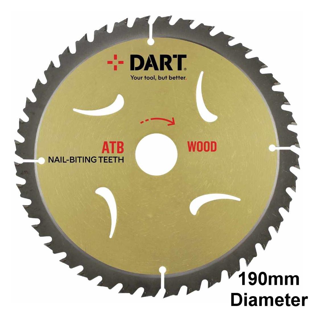 DART DES1902028 Gold Circular TCT Wood Cutting Saw Blade; 190mm x 28 Teeth x 20mm Bore