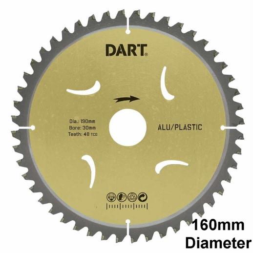 DART SNT1602048 Gold Circular TCT Aluminium/Plastic Cutting Saw Blade; 2.4mm Kerf; 1.8mm Plate; 160mm x 48 Teeth x 20mm Bore