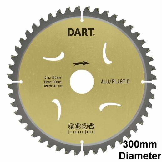 DART SNT30030100 Gold Circular TCT Aluminium/Plastic Cutting Saw Blade; 3.0mm Kerf; 2.4mm Plate; 300mm x 100 Teeth x 30mm Bore