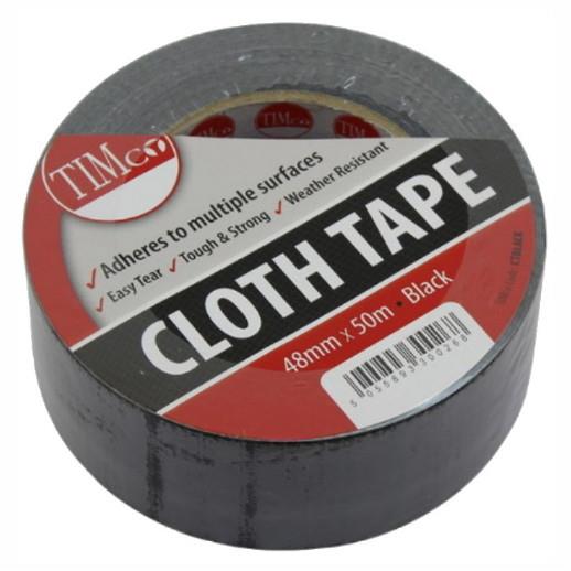 Timco All Purpose Cloth Duct Tape; Black (BK); 50mm x 50m