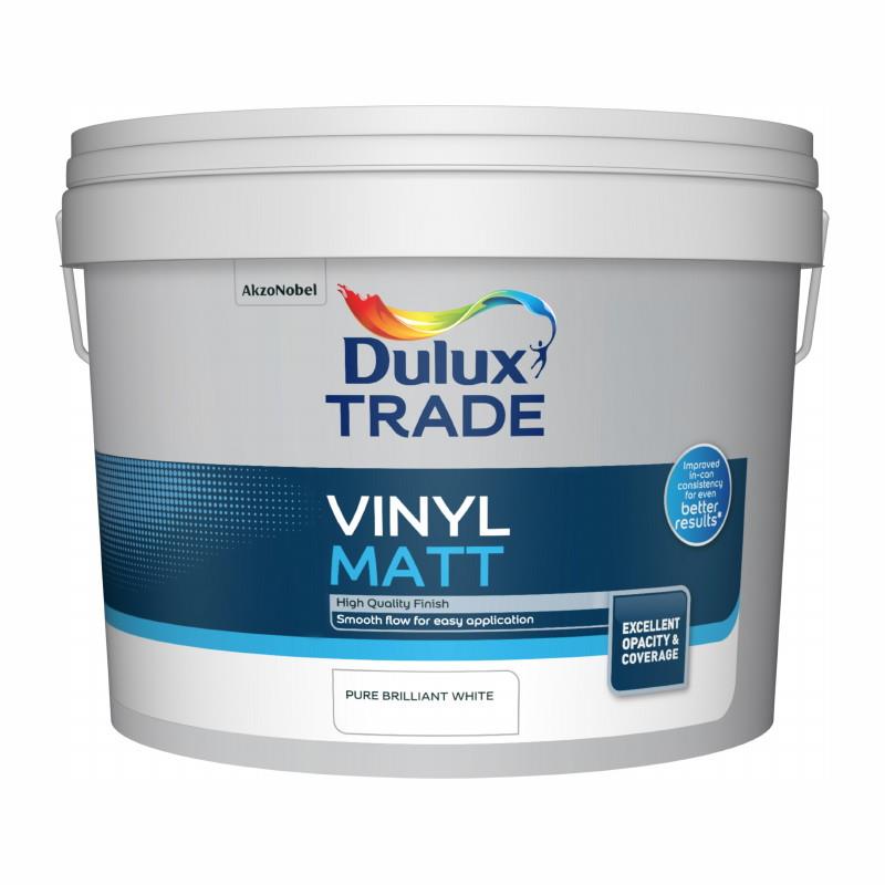 Dulux Trade Vinyl Matt; 7.5 Litre; Pure Brilliant White (PBW) (WH)