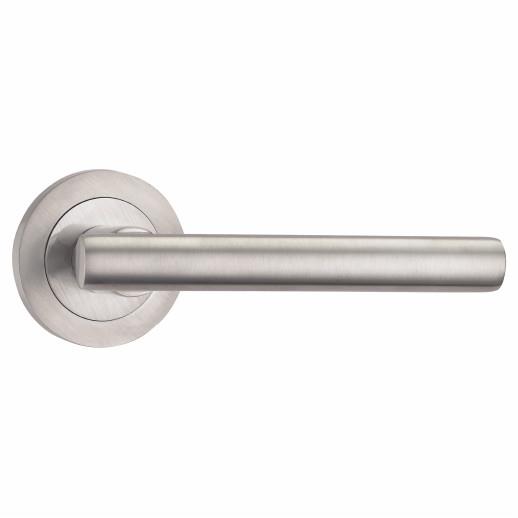Fortessa FCOAVA-SC Avant Lever Handle On Round Rose Set; 52 x 10mm Rose; 125mm Lever; Satin Chrome Plated (SCP)