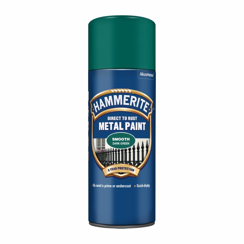 Hammerite Direct To Rust Spray Smooth Finish; Dark Green (DGN); 400ml