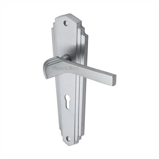 Heritage WAL6510-SC Waldorf Lever Handle Latch Set; 203 x 66mm Back Plate; Satin Chrome Plated (SCP)