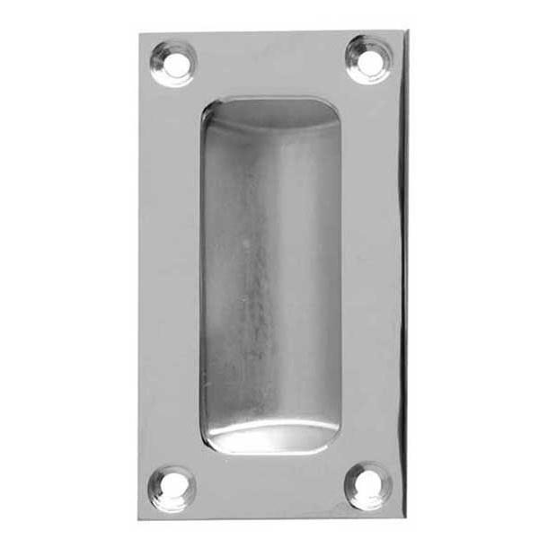 Jedo JV428SC Double Pressed Flush Pull; 11mm Deep; Satin Chrome Plated (SCP); 75 x 40mm