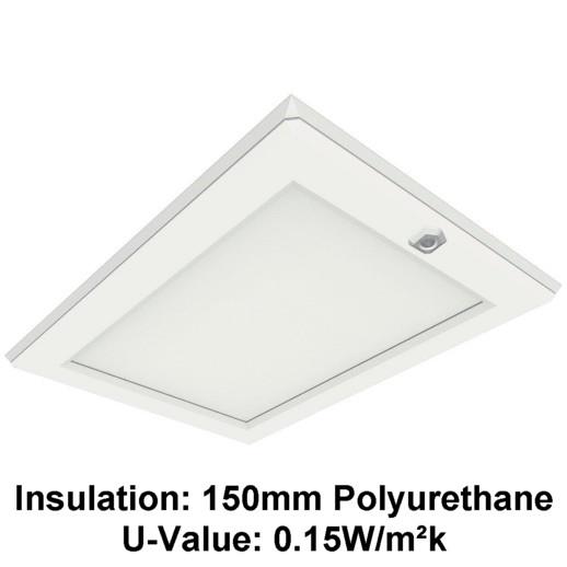 Manthorpe GL250-015-PU Plastic Drop Down Loft Hatch & Surround; Multi Point Catch; White (WH); Fits 553 - 562 x 726mm Opening; 545 x 715mm Clear Access; 150mm Polyurethane (UV 0.15)
