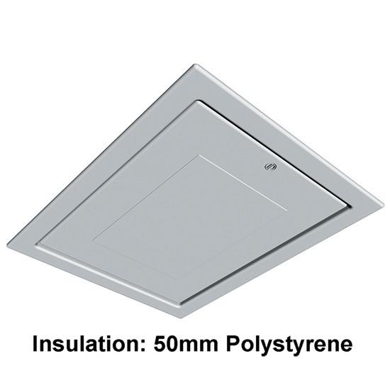 Manthorpe GL250-03 Pre-Build Regulation; Plastic Drop Down Loft Hatch & Surround; Multi Point Catch; White (WH); Fits 553 - 562 x 726mm Opening; 545 x 715mm Clear Access; 50mm Polystyrene