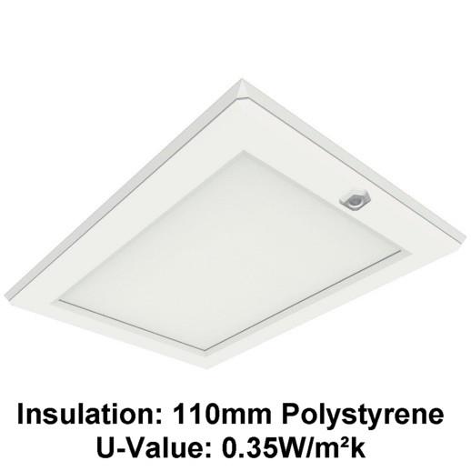 Manthorpe GL250-035-EPS Plastic Drop Down Loft Hatch & Surround; Multi Point Catch; White (WH); Fits 553 - 562 x 726mm Opening 545 x 715mm Clear Access; 110mm Expanded Polystyrene (UV 0.35)