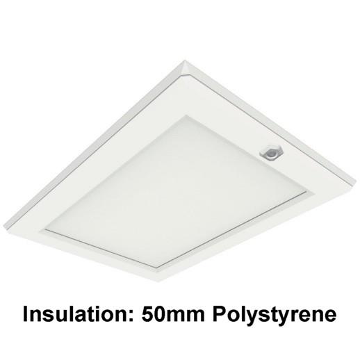 Manthorpe GL250 Plastic Drop Down Loft Hatch & Surround; Multi Point Catch; White (WH); Fits 553 - 562 x 726mm Opening 545 x 715mm Clear Access; 50mm Polystyrene