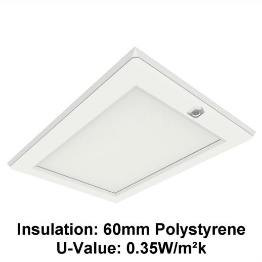 Manthorpe GL251-03L Plastic Drop Down Loft Hatch & Surround; Multi Point Catch; White (WH);  Fits 562 x 726mm Opening; 525 x 695mm Clear Access; Key Lockable; 60mm Expanded Polystyrene (UV 0.35)