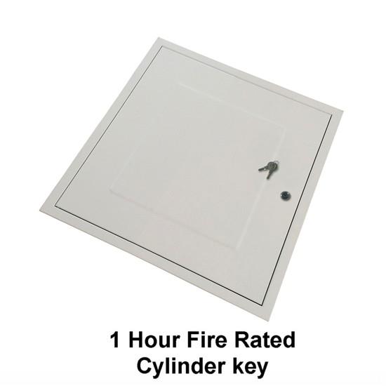 Manthorpe GL271F Fire Rated Loft Hatch & Surround; Square Drop Down; White (WH); Fits 531mm x 531mm Opening; 515mm x 430mm Clear Access; 580mm x 580mm External Frame; Cylinder Cam Lock