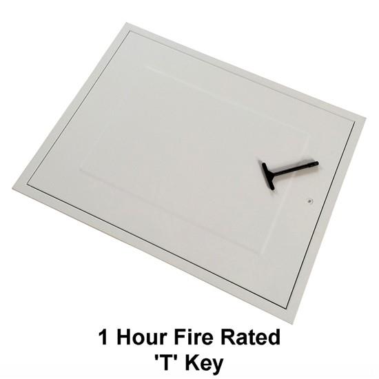 Manthorpe GL280F Fire Rated Loft Hatch & Surround; Rectangular Drop Down; White (WH); Fits 726mm x 562mm Opening; 665mm x 521mm Clear Access; 749mm x 584mm External Frame; Budget T Key Lock