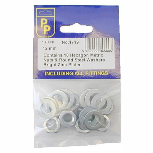 Prepacked Metric Nuts And Washers; M8; Bright Zinq Plated (BZP); Pack (20 + 20)