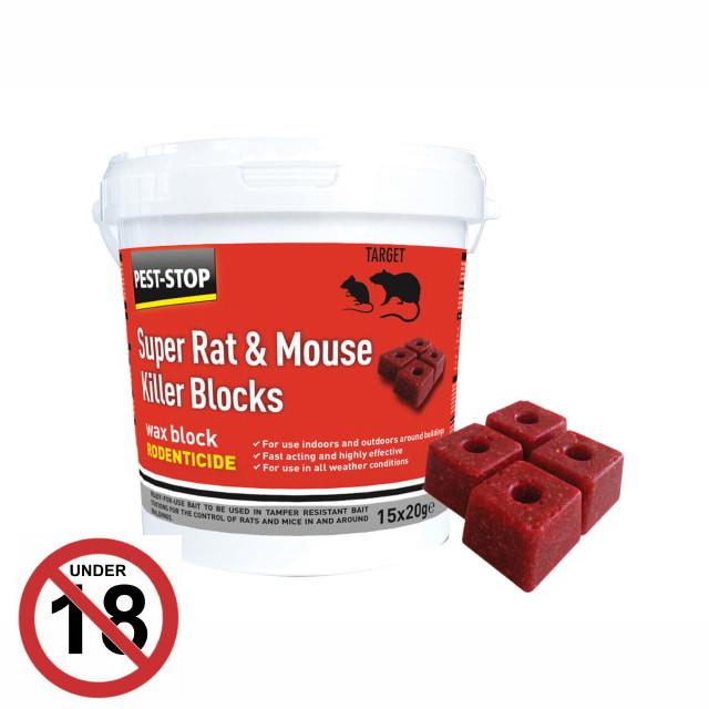 Pest-Stop PSWB04 Rat Bait Station Wax Blocks; 15 x 20g