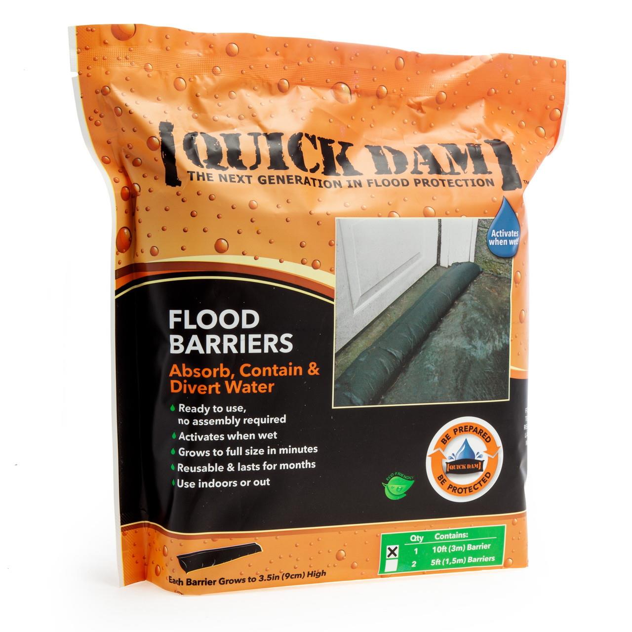 Quick Dam QD610-1 Water Activated Flood Barrier; 3m/10ft (Single)