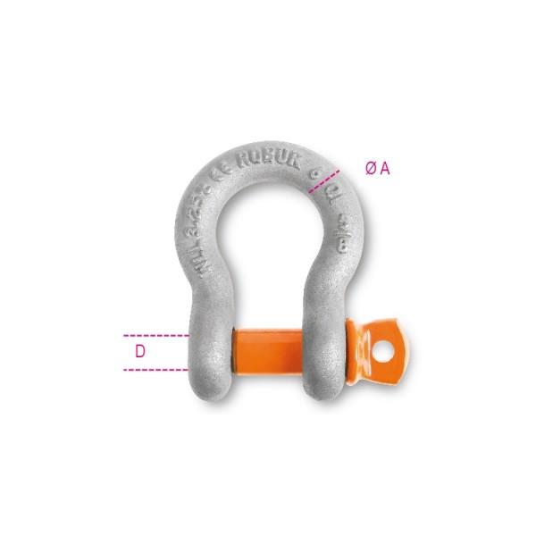 Robur 8029R 13 Bow Shackle With Screw Collar PIn;  High Tensile Alloy Steel; Grade 6; Hot-Dipped Galvanized Body; 13mm