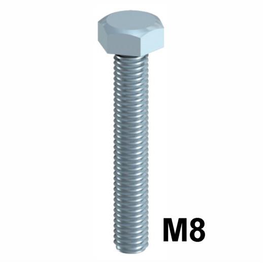 High Tensile Hex Set Screws; GR8.8; Zinc Plated (ZP); M8 x 16mm
