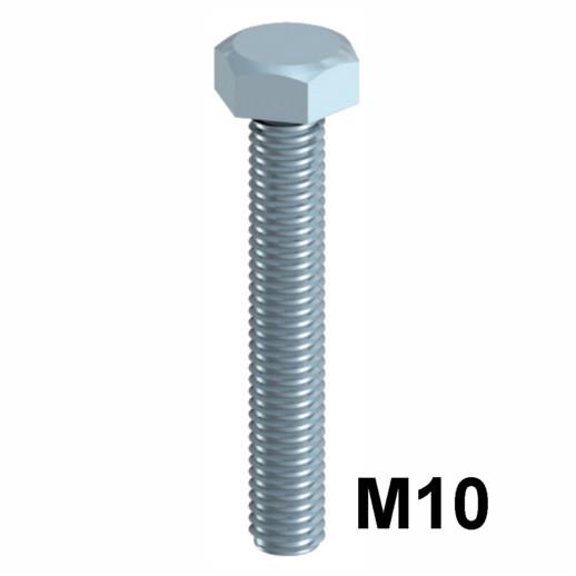 High Tensile Hex Set Screws; GR8.8; DIN 933; Zinc Plated (ZP); M10 x 16mm