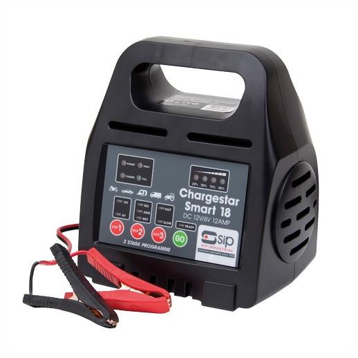 SIP 03981 Chargestar Smart 18 Battery Charger; 230 Volt Input; To Suit AGM; Gel And Wet Cell Batteries; 6 And 12 Volt Batteries; 3 Stage; 12 amp Max Current