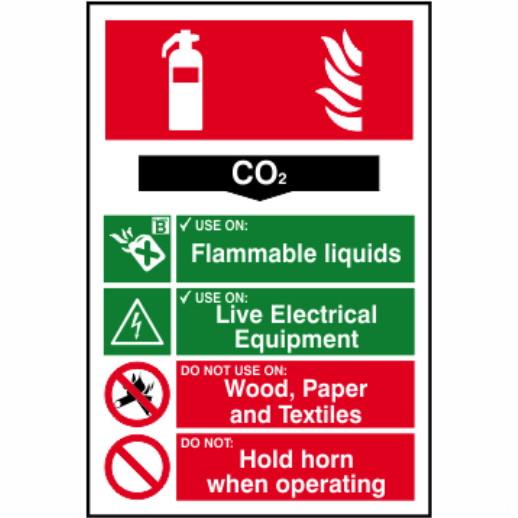 Spectrum Sign 1362 Fire Extinguisher Composite "CO2"; Self Adhesive Semi Rigid (PVC); 200 x 300mm