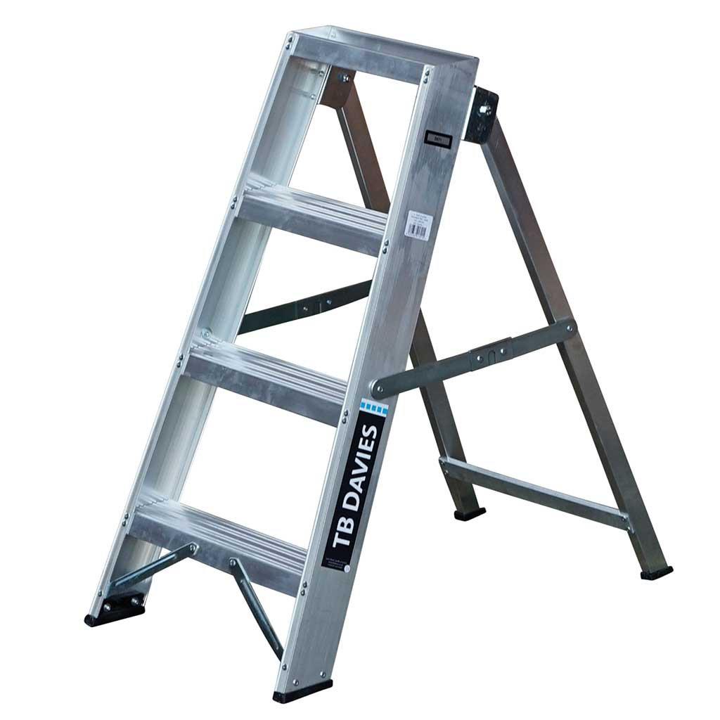 TB Davies 1200-024 4 Tread Aluminium Builders/Industrial Step Ladder; EN131 Professional; Safe Working Height 2000mm