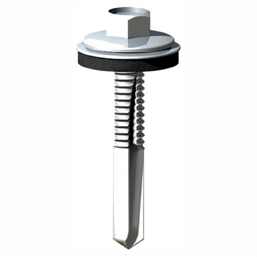Timco H32W16B Heavy Section Hex Head Self Drilling Screw; Drilling Capacity 12.5mm; Silver Ruspert; 5.5 x 32mm; 16mm Washer