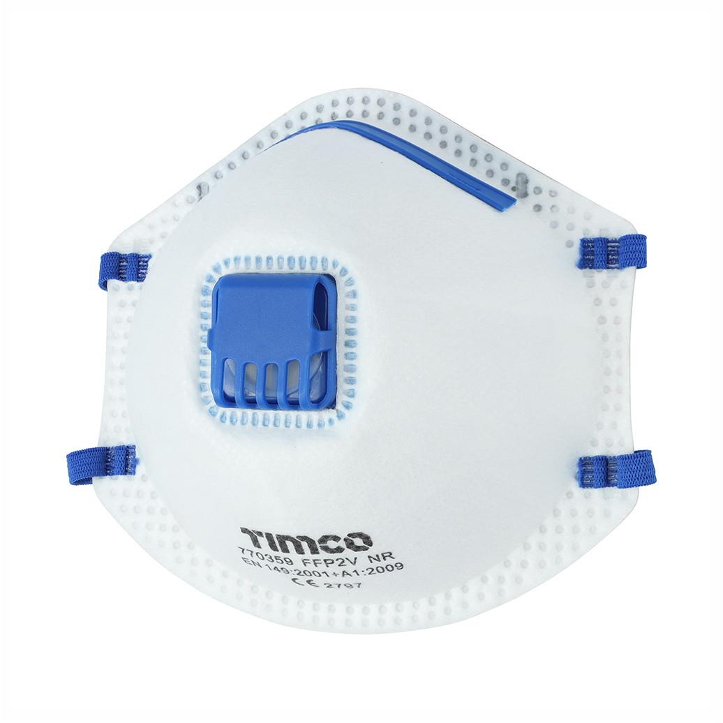 Timco 770045 FFP2 Moulded Face Masks With Valve; EN 149:2001+A1:2009; Pack (3)