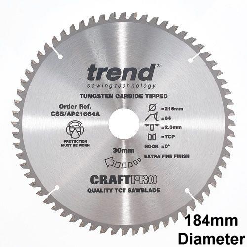 Trend CSB/AP18458A Craft Aluminium & Plastic Circular Saw Blade; 184mm x 58 Teeth x 30mm Bore; 2.8mm Kerf