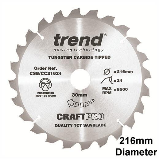 Trend CSB/CC21648 Craft Mitre Saw Crosscut Circular Saw Blade; 216mm x 48 Teeth; 30mm Bore; 2.6mm Kerf