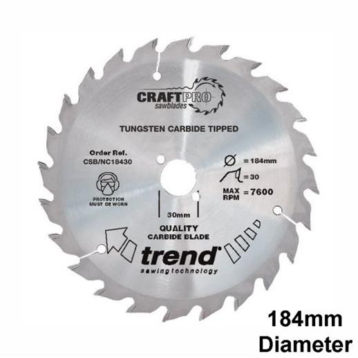 Trend CSB/NC18430A Craft Nail Cutting Circular Saw Blade; 184mm x 30 Teeth; 30mm Bore