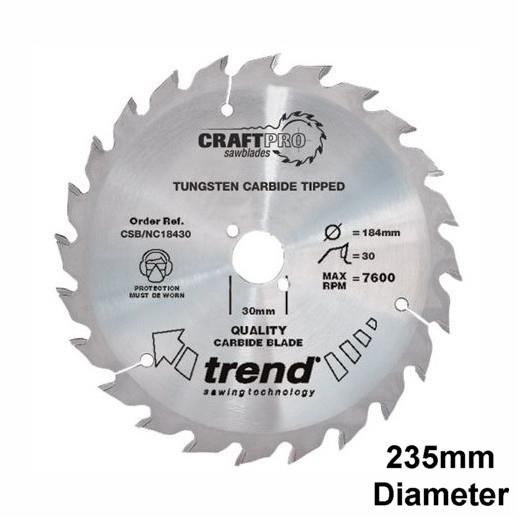Trend CSB/NC23540 Craft Nail Cutting Circular Saw Blade; 235mm x 40 Teeth; 30mm Bore; 2.0 Kerf