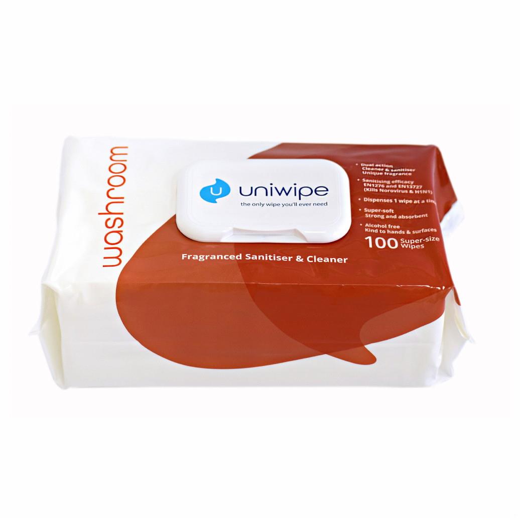Uniwipe Washroom Wipes; Pack (100)