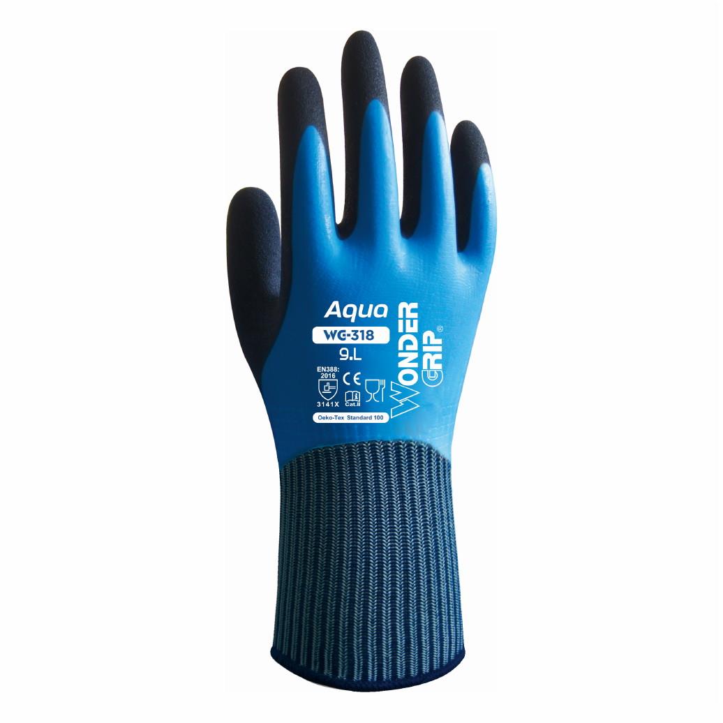 Wonder Grip 318 Aqua Gloves; Blue (BL); Large (L)(9)