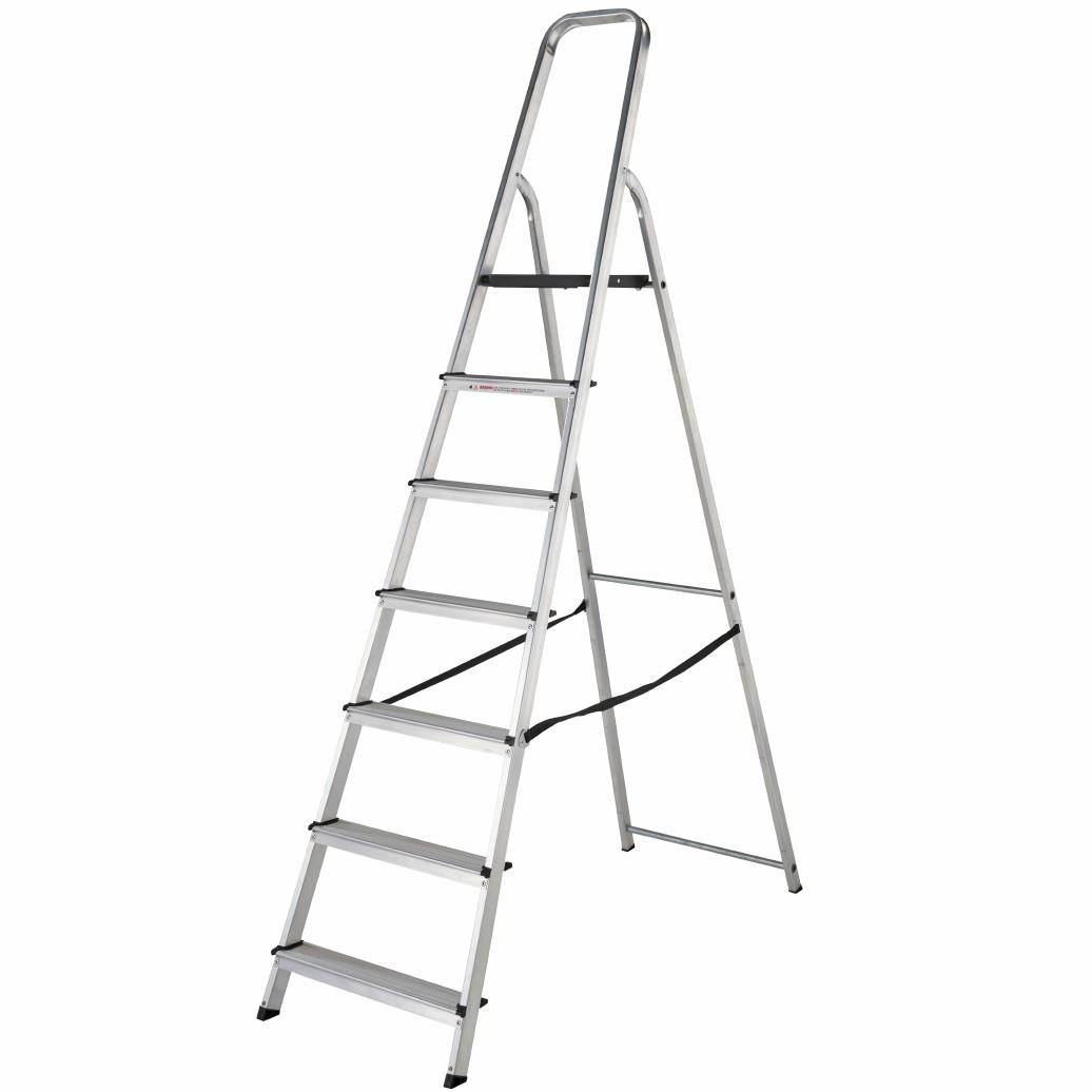 Youngman Atlas 35731218L Light Trade Platform Step Ladder; Aluminium; 7 Tread; BS EN131 2018 Professional; Top Tread Height 1425mm; Safe Working Height 2925mm