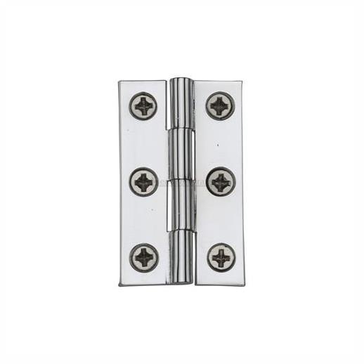 Solid Drawn Brass Butt Hinges; Polished Chrome Plated (CP); 50mm (2