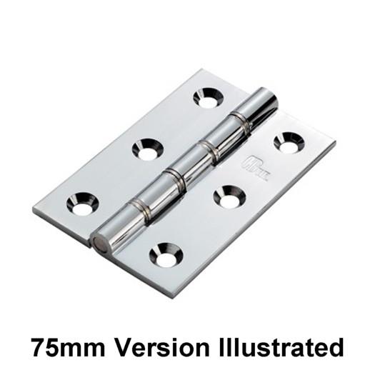 106CP Brass Butt Hinges; Double Stainless Steel Washered (DSSW); Polished Chrome Plated (CP); 102 x 67 x 4.0mm (4