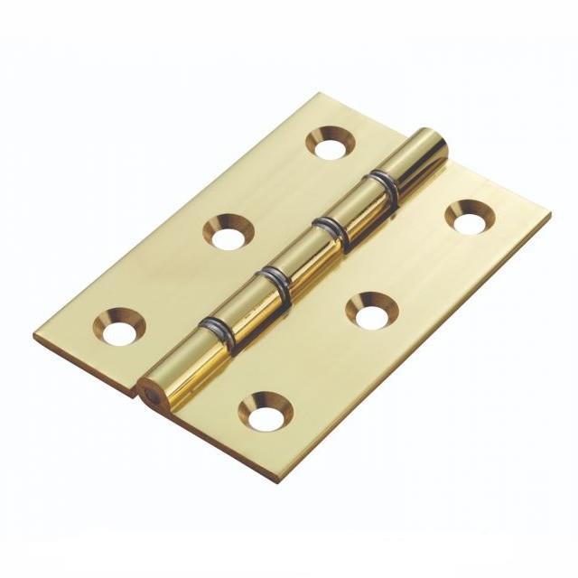 106P Brass Butt Hinges; Double Steel Washered (DSW); Polished Brass (PB); 75 x 50 x 2mm; Complete With Screws