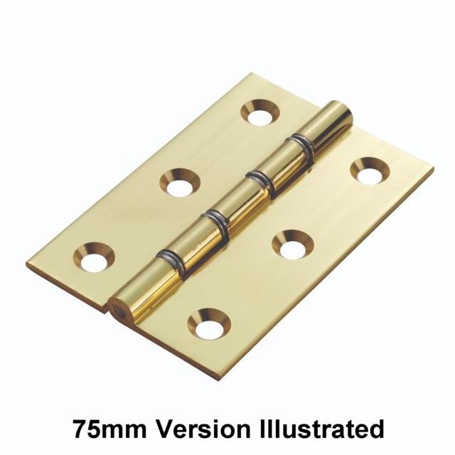 106P Brass Butt Hinges; Double Steel Washered (DSW); Polished Brass (PB); 100 x 65 x 2.2mm; Complete With Screws