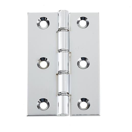 118CP Double Phosphore Bronze Washered (DPBW) Brass Butt Hinges; (J9116BPC); Polished Chrome Plated (CP); 76 x 51 x 3.0mm (3