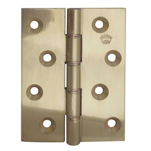 118P Double Phosphore Bronze Washered (DPBW) Brass Butt Hinges; (J7007PB); Polished Brass (PB); 102 x 75 x 4.0mm (4 x 3
