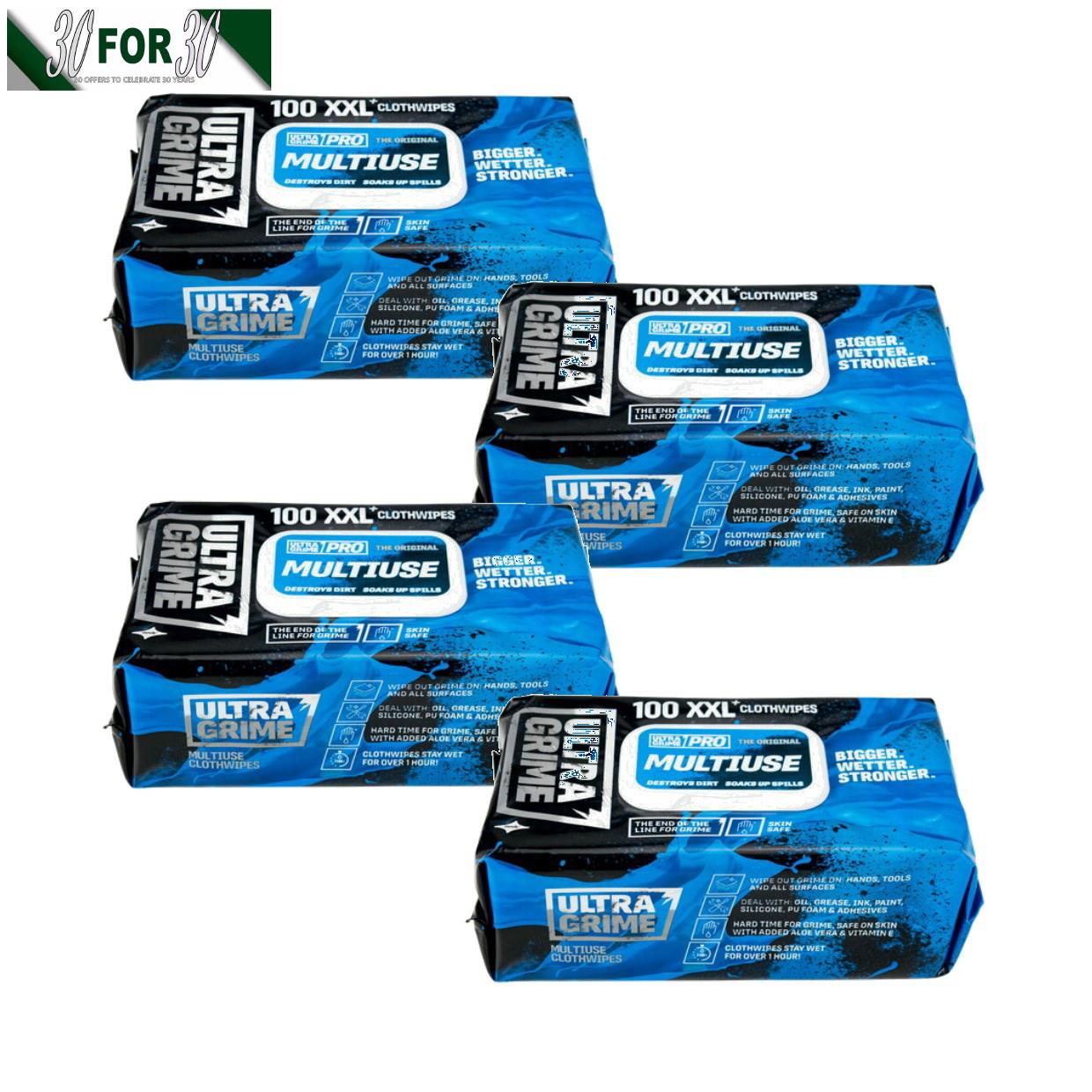 4 Packs Uniwipe Ultragrime Pro Multiuse Industrial Wipes; Pack (100)