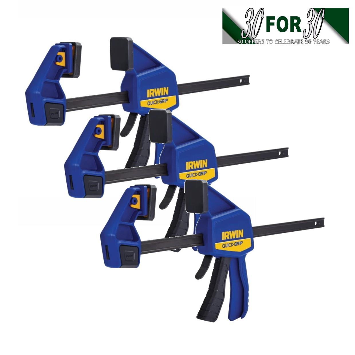 3 Irwin® Quick-Grip® T512QCEL7 Quick-Change Trigger Action Bar Clamp Spreaders; 300mm (12