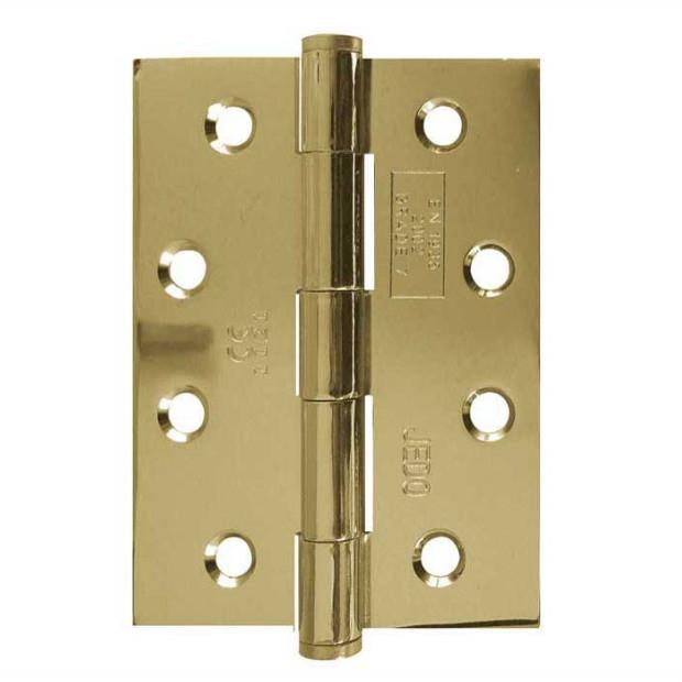 451CE Strong Steel Fire Door Butt Hinges; Grade 7; BS.EN.1935:2002; Electro Brassed (EB); 102 x 76 x 2.5mm (4