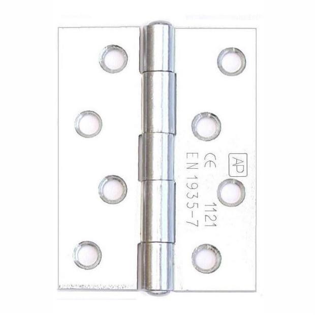 451CE Strong Steel Fire Door Butt Hinges; Grade 7; BS.EN.1935:2002;  Zinc Plated (ZP); 102 x 76 x 2.5mm (4