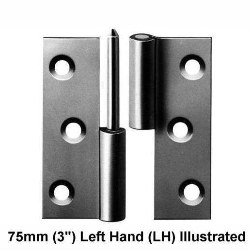 457 Lift-Off Butt Hinges; Left Hand (LH); Bright Zinc Plated (ZP); 75mm (3
