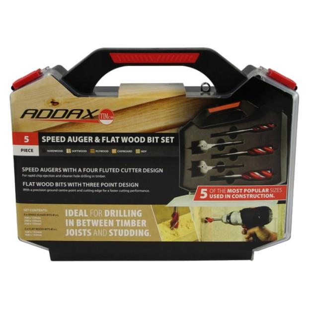 Addax Carpenters Kit; Consists Of Speed Auger Bits (16mm; 20mm; 22mm) And Flat Wood Bits (32mm; 40mm)