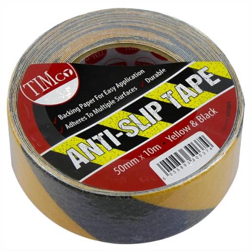 Timco ASTSTRIPE Anti Slip Tape; Black/Yellow (BK); 50mm x 10 Metre Roll