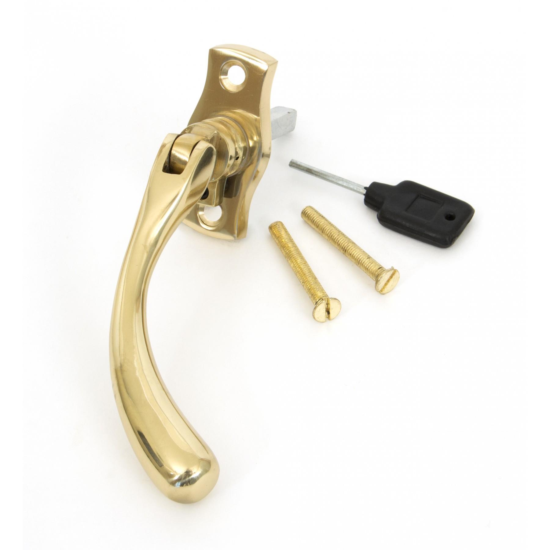 From The Anvil 20419R Peardrop Espagnolette Handle; Right Hand (RH); Polished Brass (PB)