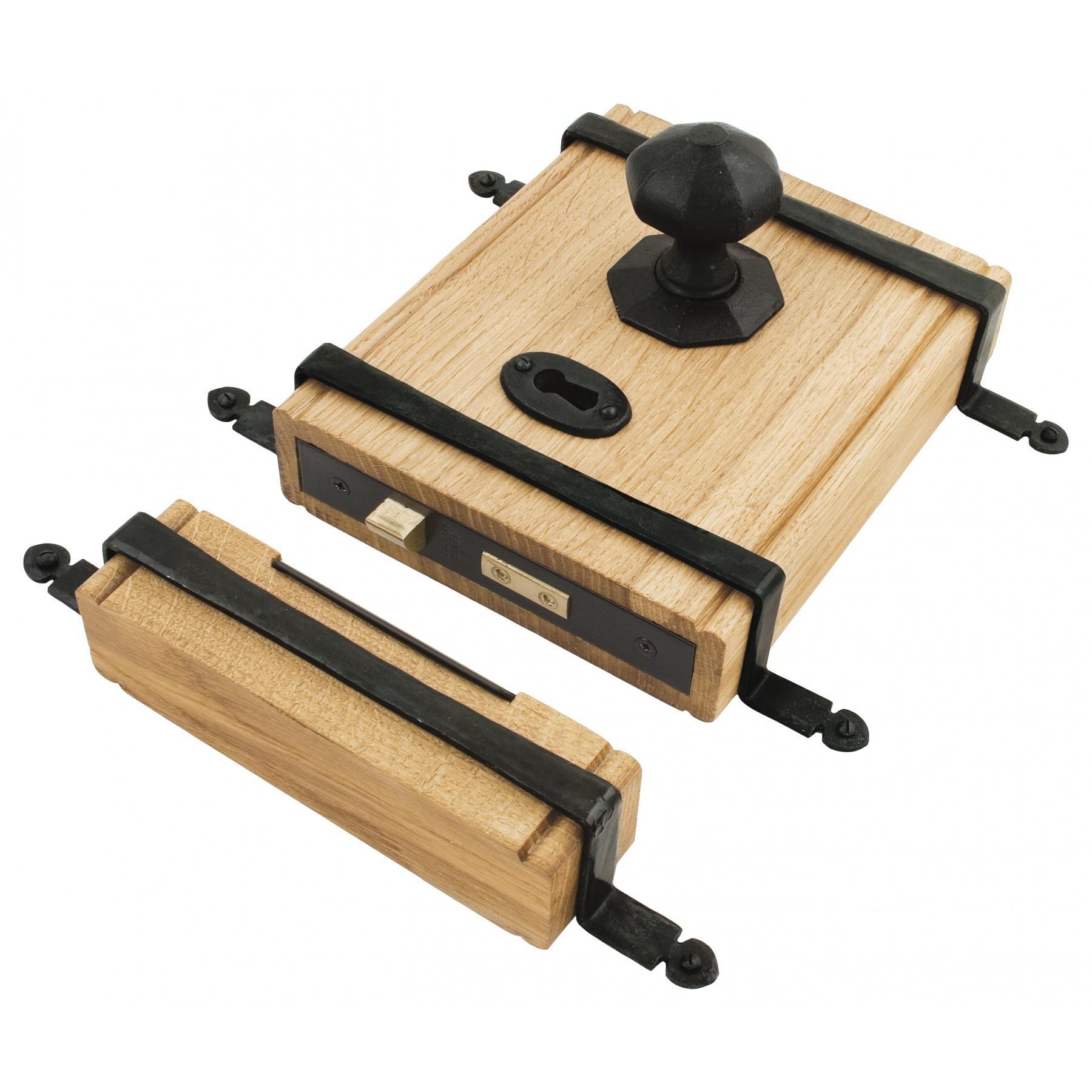 From The Anvil 33005 Oak Box Lock; 5-Lever; C/W Octagonal Knob Set & Separate Roses; Powder Coated Black (BK); 223 x 172mm